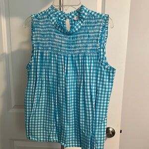 Blue Gingham Sleeveless Top